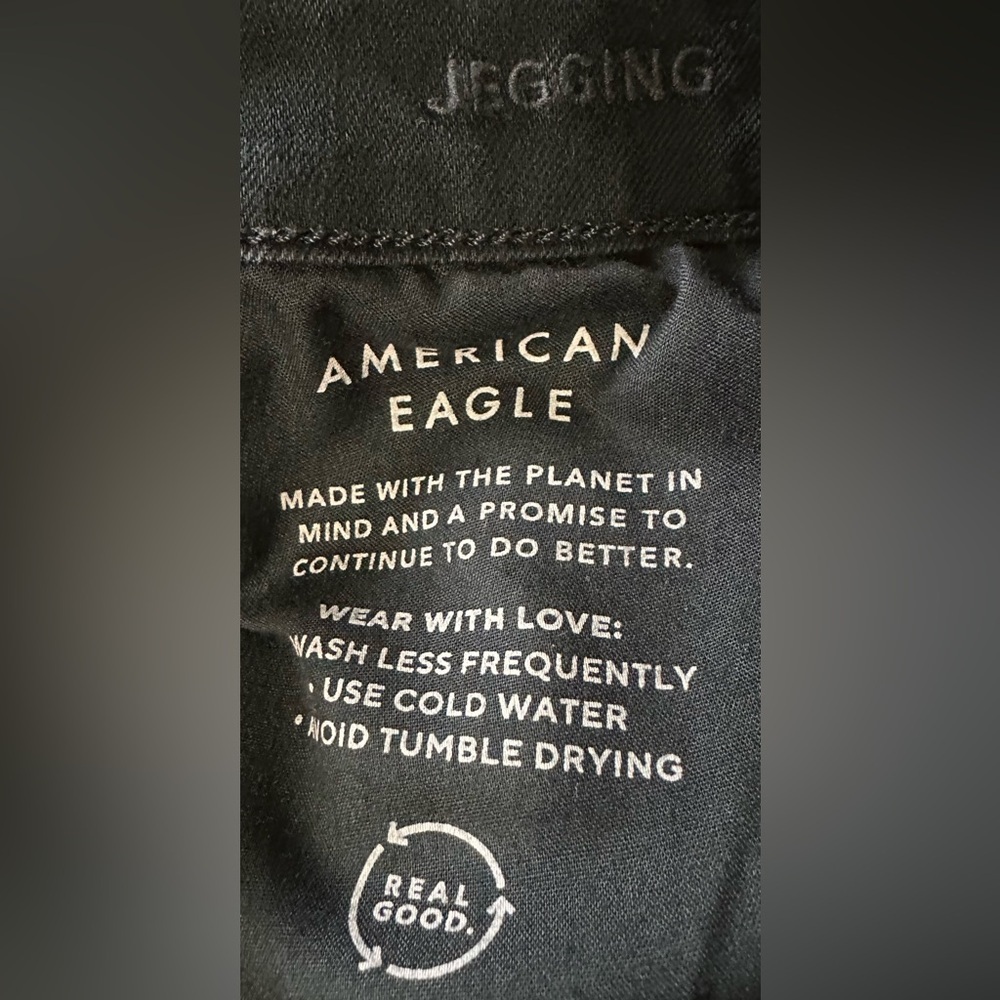 AMERICAN EAGLE WOMENS DREAM STRETCH JEGGING DESTROYED BLACK 10L/30W - Picture 7 of 9